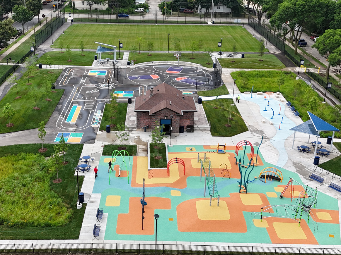 Aerial Photo of renovated Modrzejewski Playfield
