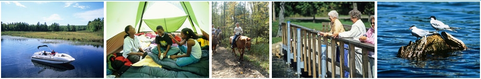 Lapham Peak banner consisting of four snapshots of outdoor activities